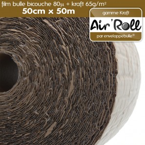 Rouleau de film bulle d'air + KRAFT 50cm x 50m