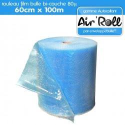 Rouleau de film bulle d'air AUTOCOLLANT 60cm x 100m