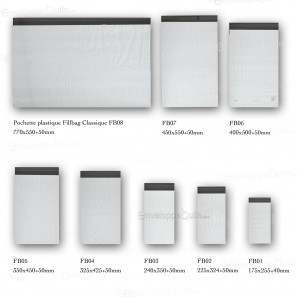 Enveloppes plastiques blanches opaques 350x450 mm