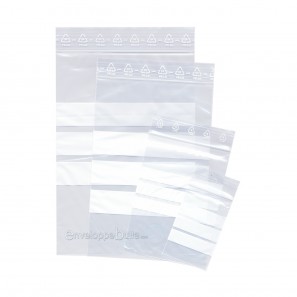 Sachets plastiques à fermeture ZIP 70x100mm  + 3 bandes blanches