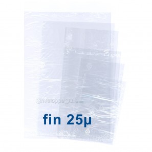 Sachets plastiques SANS fermeture 120x220mm épaisseur fine 25µ