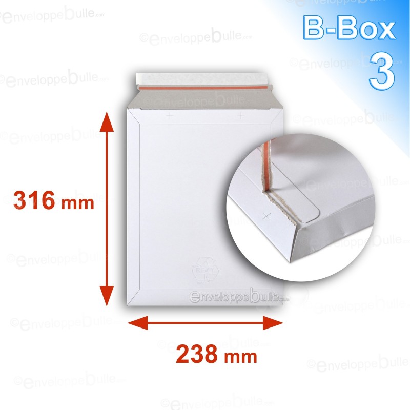 Enveloppe carton B-Box 3 BLANC format 238x316 mm 