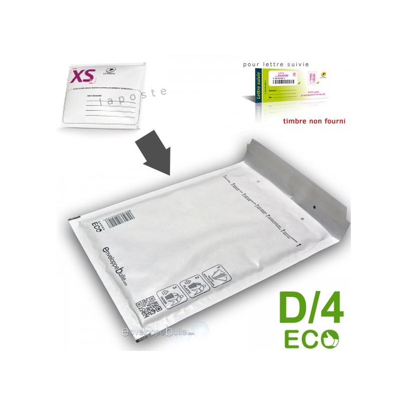 Enveloppes à bulles ECO D/4 format 180x260 mm lettre suivie la poste