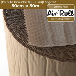 Rouleau de film bulle d'air + KRAFT 50cm x 50m