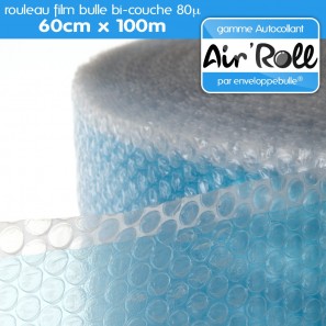 Rouleau de film bulle d'air AUTOCOLLANT 60cm x 100m