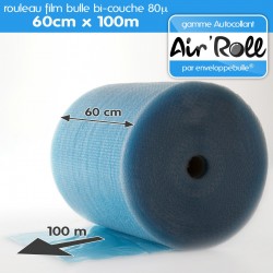 Rouleau de film bulle d'air AUTOCOLLANT 60cm x 100m