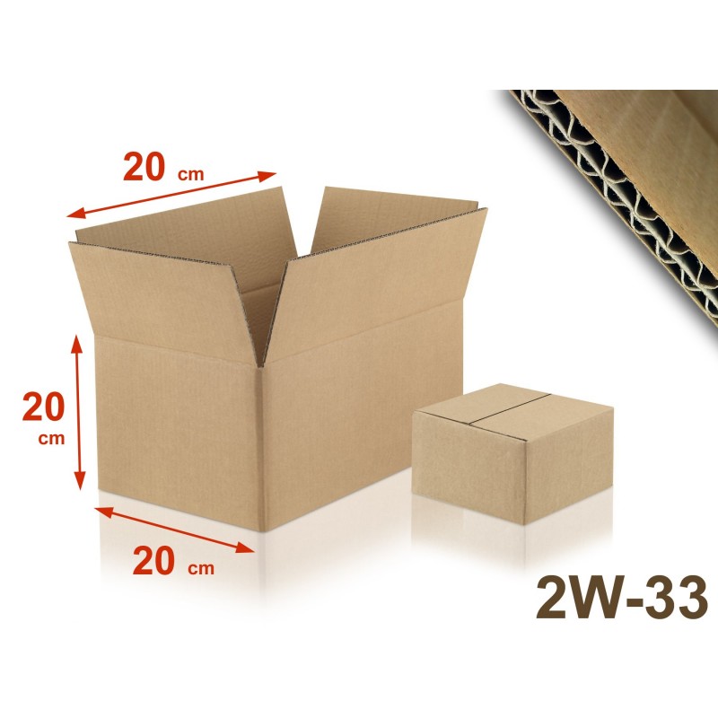 Carton double cannelure 2W-33 format 200 x 200 x 200 mm
