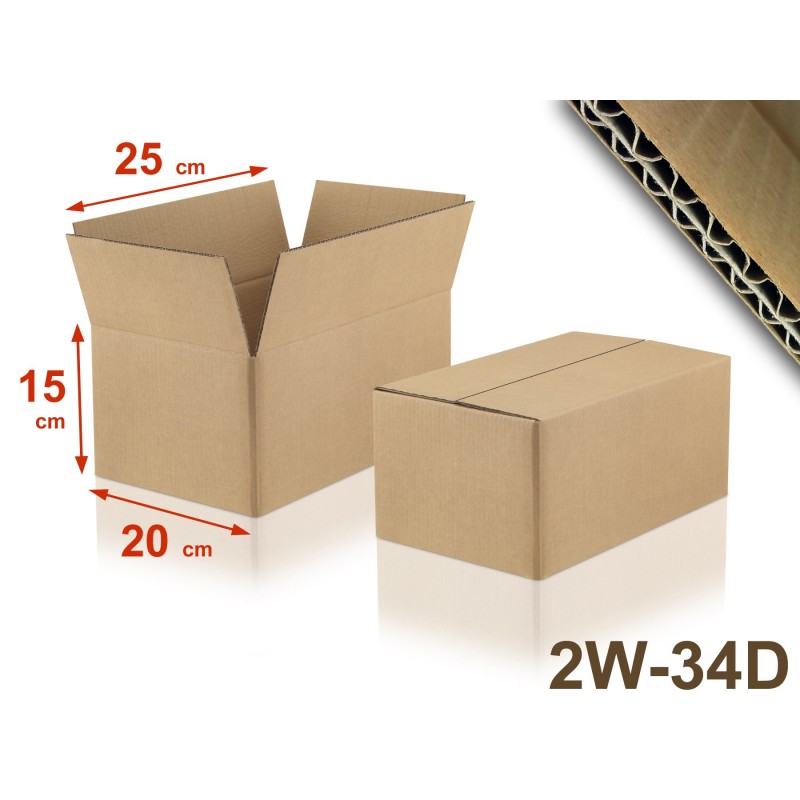 Carton double cannelure 2W-34D format 250 x 200 x 150 mm