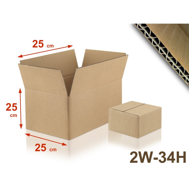 Carton double cannelure 2W-34H format 250 x 250 x 250 mm