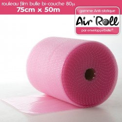 Rouleau de film bulle d'air ANTISTATIQUE 75cm x 50m