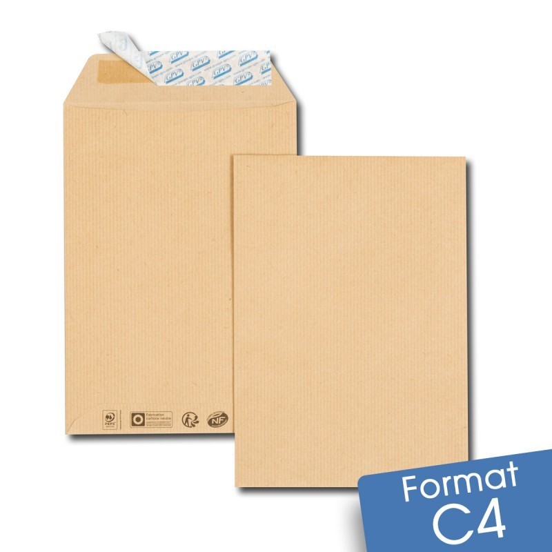 Enveloppes kraft brun C4 auto-adhésives