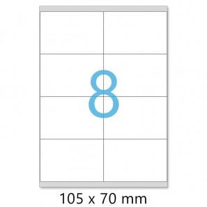 Planches A4 de 8 étiquettes autocollantes A7 format 105 x 70 mm