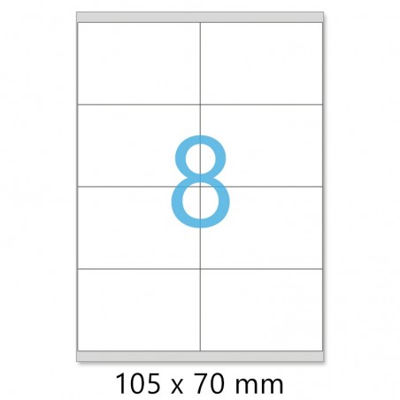 Planches A4 de 8 étiquettes autocollantes A7 format 105 x 70 mm