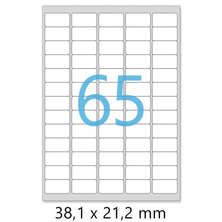 Planches A4 de 65 étiquettes autocollantes MINI format 38,1 x 21,2 mm