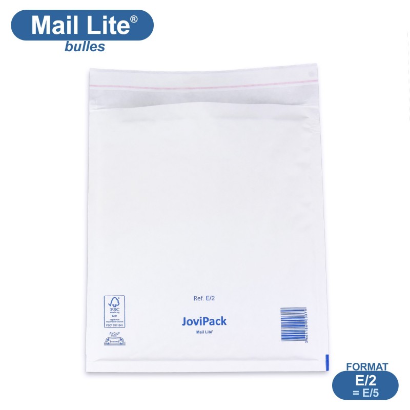 Enveloppes à bulles MAIL LITE blanches E/2 format 220x260 mm [type E/5]