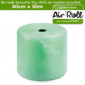 Rouleau de film Film à Bulle GREEN avec 50% de matière recycléé Rouleau de film Film à Bulle GREEN avec 50% de matière recycléé
