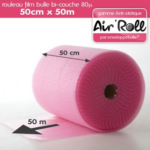 Rouleau de film bulle d'air ANTISTATIQUE 50cm x 50m