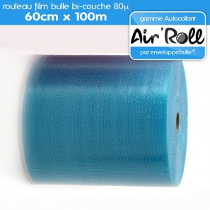 Rouleau de film bulle d'air AUTOCOLLANT 60cm x 100m