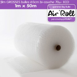 Rouleau de film GROSSES BULLES d'air 1m x 50m ECO