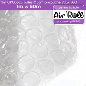 Rouleau de film GROSSES BULLES d'air 1m x 50m ECO