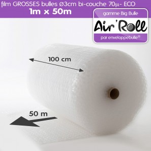 Rouleau de film GROSSES BULLES d'air 1m x 50m ECO