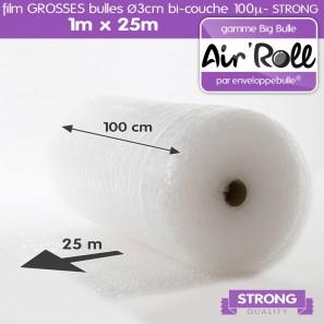 Rouleau de film GROSSES BULLES d'air 1m x 25m