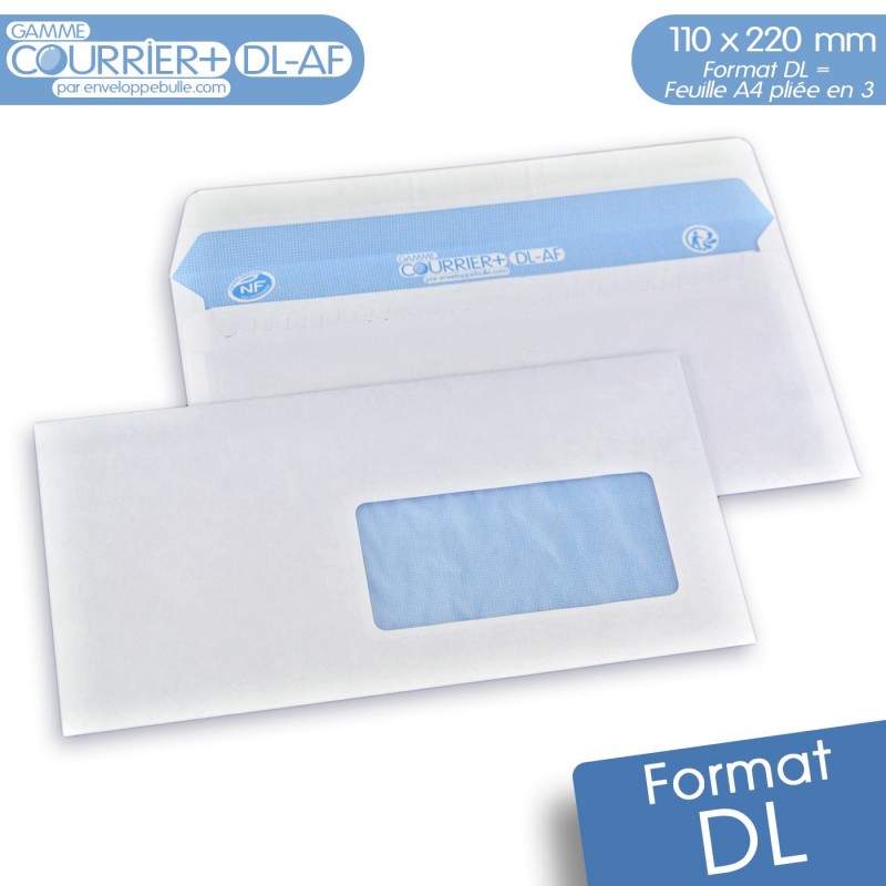 Enveloppe blanche standard sans fenetre 110 x 220 mm