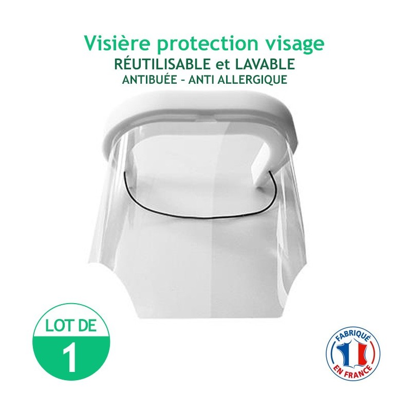 Visière protection visage - réutilisable et lavable - antibuée – anti Allergique