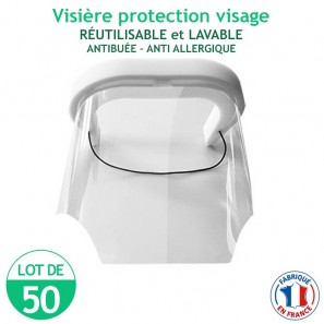 Lot de 50 Visières protection visage - réutilisables et lavables - antibuée – anti Allergique