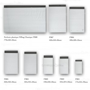 Enveloppes plastiques blanches opaques 900x600 mm gamme