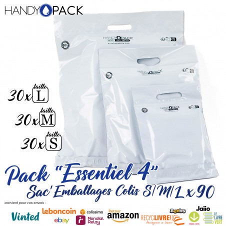 Pack Essentiel 4 Sac’Emballages Colis S/M/L x 90