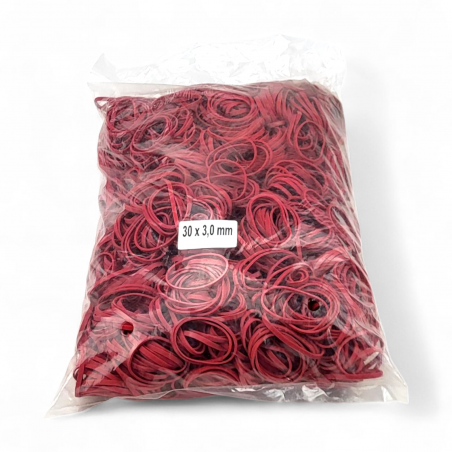 Elastiques rouges diamètre 3cm épaisseur 3mm