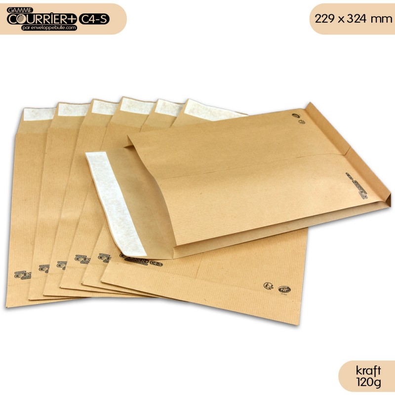 50 enveloppes à soufflet kraft blanches C4 229 x 324 mm - JPG