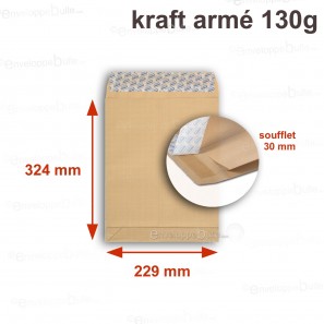 Enveloppe kraft 120g C4 - Courrier+ C4-S [Enveloppebulle.com] 