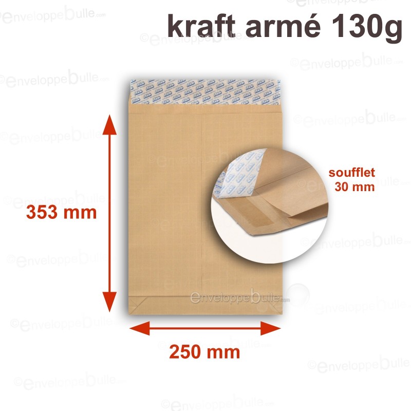 Enveloppes kraft ARME 130g à soufflets B4