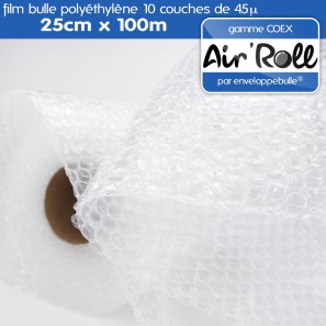 Rouleau de film bulle d'air COEX 25cm x 100m