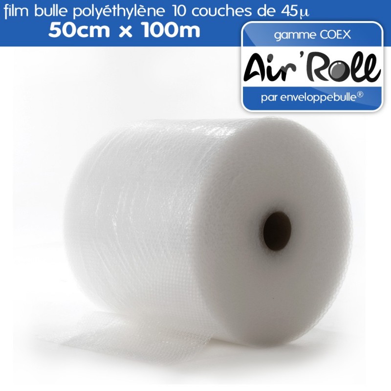 JECO  Rouleau film papier bulle Aircap 50cm x 100m tri-couche avec film barrière gain de place recyclable 