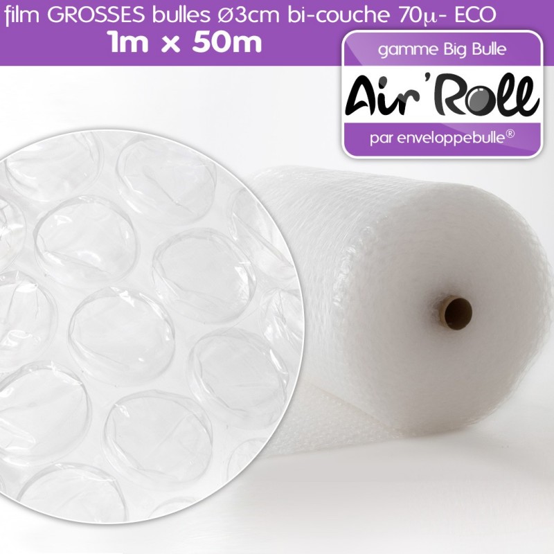 Papier Bulle 100 cm x 50 m long - Grosses Bulles