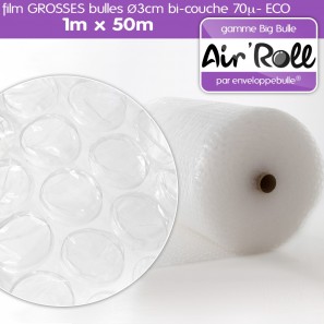 Rouleau de film GROSSES BULLES d'air 1m x 50m ECO