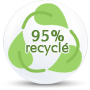 produit composé de 95% de matières recyclées 